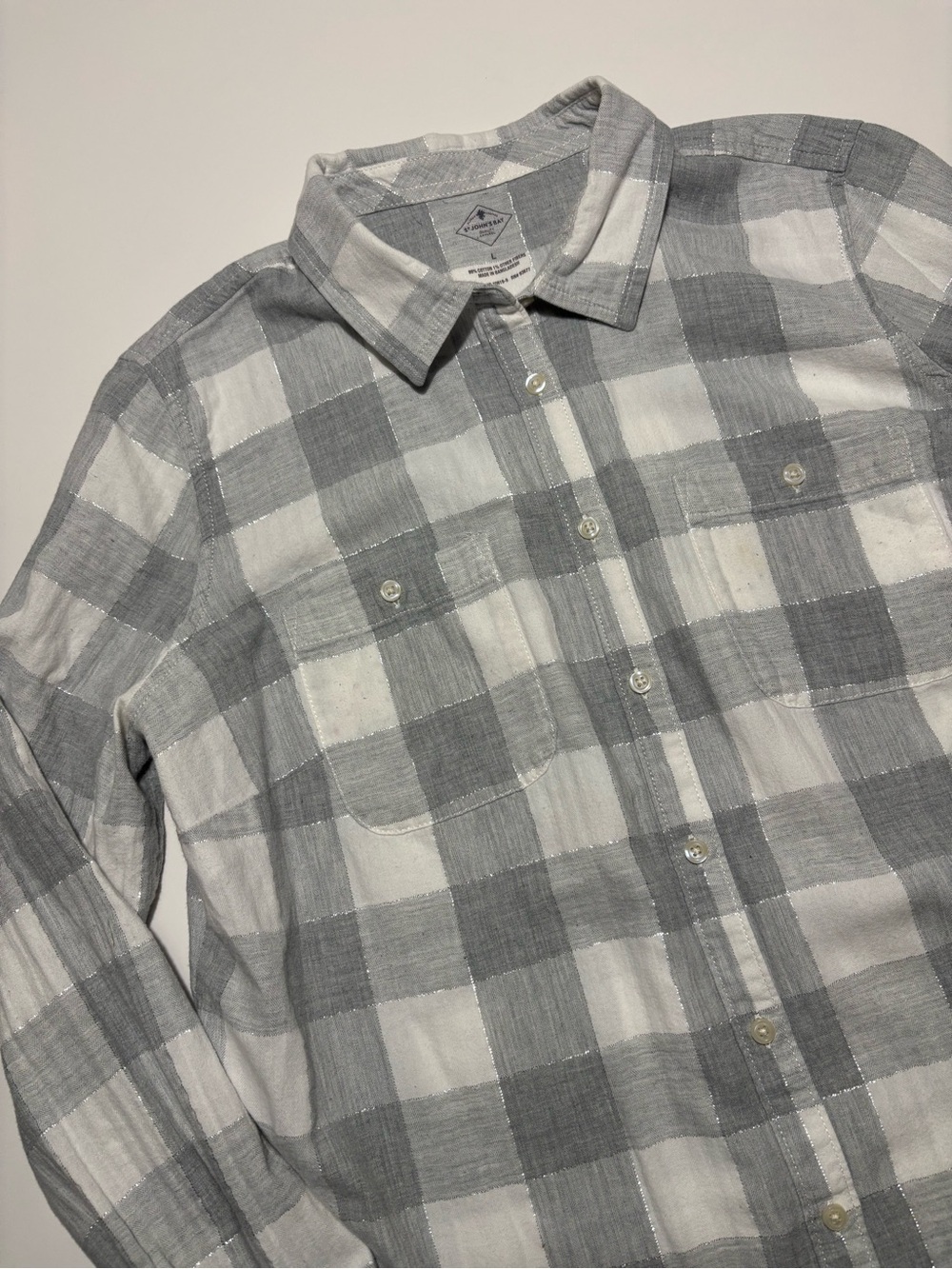 St. John’s Bay Grey & White Silver Shimmer Cotton Flannel